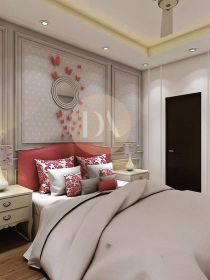 A render of a kids' bedroom designed for a villa in Gurgaon. The space is filled with comfortable, child-friendly furniture and a soft color palette, making it a perfect room for play and rest.