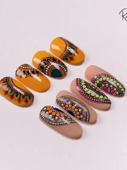Another angle of the mandala collection, highlighting the different color combinations.