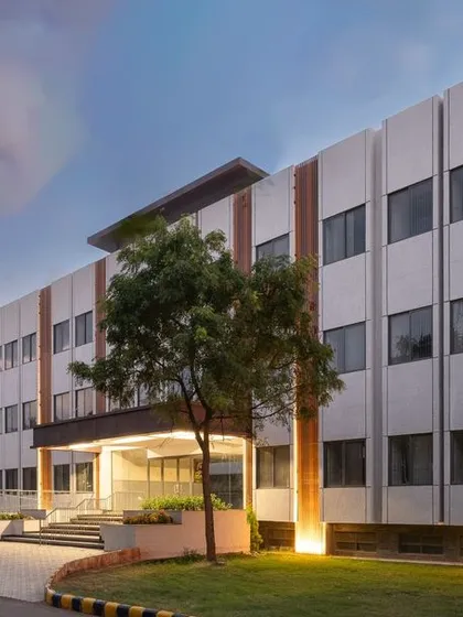 We believe architecture can empower communities. The Jindal Public School, seen here at dusk, is a project we are incredibly proud of, providing a modern, sophisticated campus for free quality education in a rural setting.