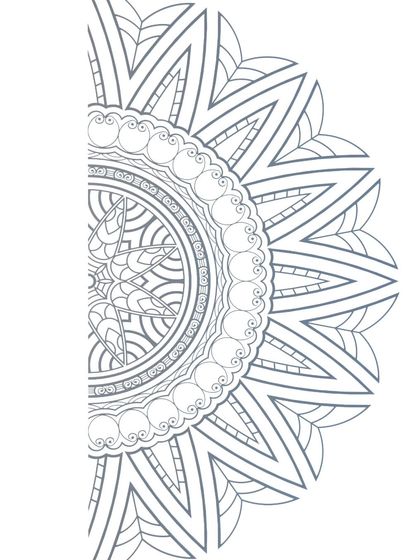 The digital design for the half-mandala, which serves as the blueprint for the final hand-painted mural.