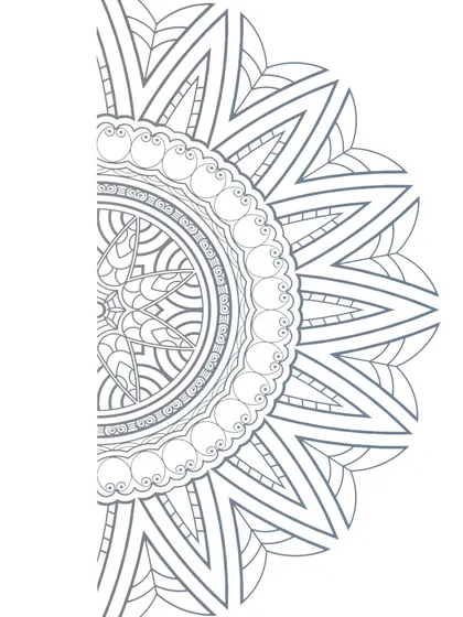The digital design for the half-mandala, which serves as the blueprint for the final hand-painted mural.