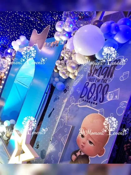 A detailed prop from a Boss Baby party with the slogan "Small but I'm the Boss."