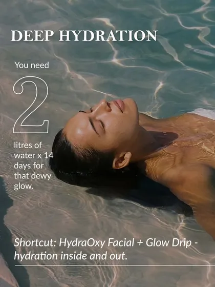 Achieving deep, dewy hydration can feel like a full-time job. Our Glow Drip, often paired with a HydraOxy Facial, provides intense hydration from the inside out, giving you that plump, radiant complexion much faster than just drinking water alone.