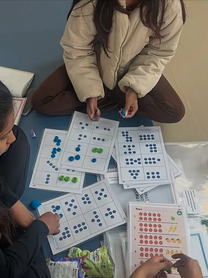 My workshops provide practical, ready-to-use resources. This is a close-up of teachers engaging with dot cards and grids, tools we use to build a strong foundation in early numeracy and spatial reasoning for young learners.