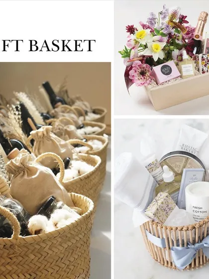 A closer look at my gift basket options. These are perfect for creating a rustic, abundant feel and can be filled with a variety of items, from wine to fresh flowers.
