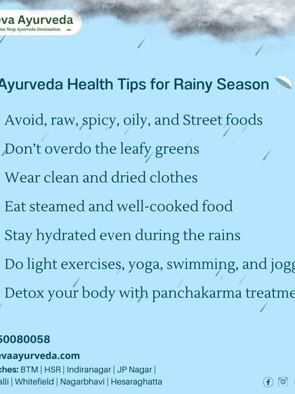 The humidity during the rainy season can affect digestion and lower immunity. We suggest simple health tips like eating steamed food, staying hydrated, doing light exercises, and detoxing with a Panchakarma treatment to stay well.