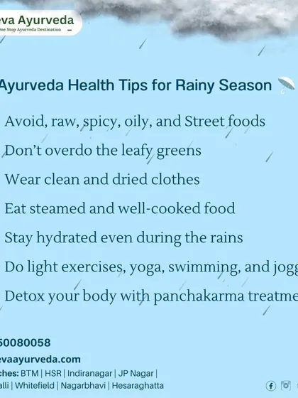 The humidity during the rainy season can affect digestion and lower immunity. We suggest simple health tips like eating steamed food, staying hydrated, doing light exercises, and detoxing with a Panchakarma treatment to stay well.