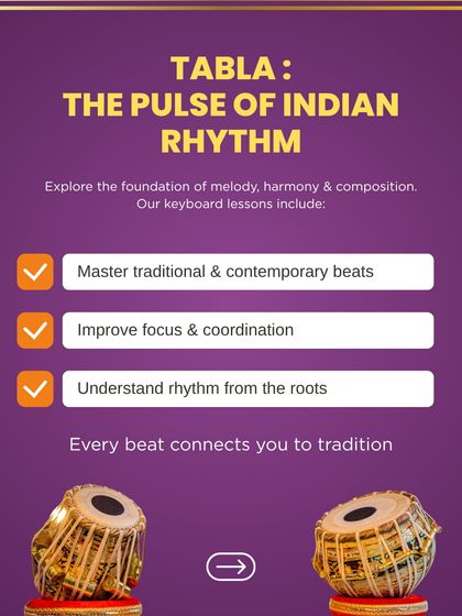 The tabla is the pulse of Indian rhythm. In our tabla classes, you will learn to master traditional and contemporary beats, improve your focus and coordination, and understand rhythm from its roots.