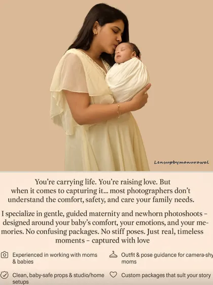 My promise to you is a photography experience centered on comfort, safety, and care. I specialize in gentle, guided sessions without stiff poses, providing everything from baby-safe props to outfit guidance so you can relax and enjoy creating these timeless memories.