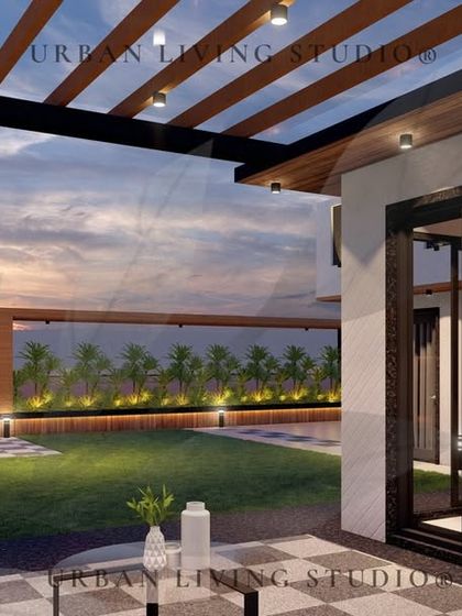 A view from the lounge seating, looking across the lawn to the bar area. This render shows how we create open, connected spaces perfect for entertainment.