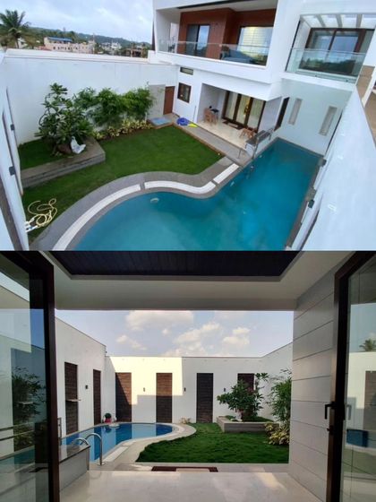 The 'Vijaya Basava' residence, an architect's own dream house, features a private internal courtyard with a swimming pool and garden.
