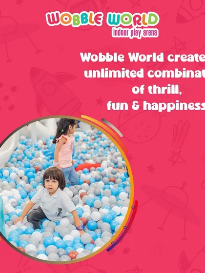 A combination of thrill, fun, and happiness. This child's expression in the ball pit perfectly captures the Wobble World experience.