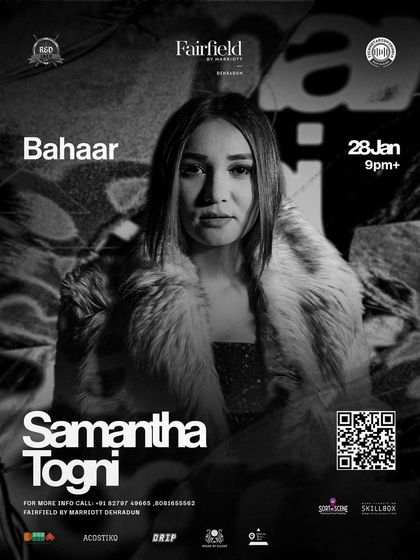 My poster for a massive night in Dehradun, welcoming back the incredible Samantha Togni.