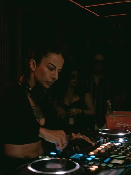 A moody shot from my set at The Kai Room. The dark, intimate setting is perfect for the kind of hypnotic techno I love to play.