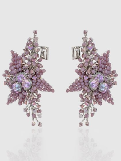 The matching purple floral earrings to complete your festive look. They are lightweight and full of colour.