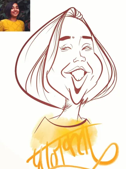 A digital caricature of the hugely popular YouTuber and actress, Prajakta Koli, also known as MostlySane.