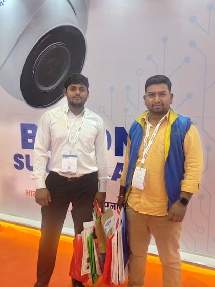 Attending the IFSEC India expo, standing before a display from Prama, a leading name in surveillance technology. I believe in learning from the best to provide the best service.