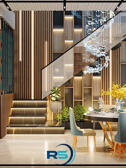 This is where the dream begins. I create comprehensive 3D designs like this one for a duplex residence, allowing you to visualize how your living room, dining area, and statement staircase will come together into one cohesive, luxurious space before we even lay the first brick.