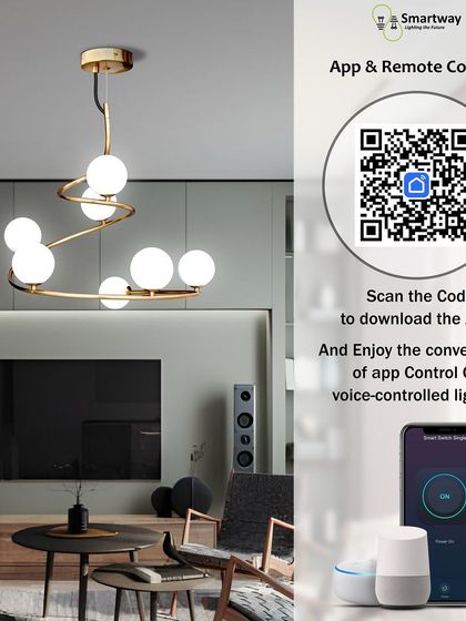 Our spiral globe chandelier is also a smart light. You can download the app to control it with your phone or connect it to your smart home system for voice control.