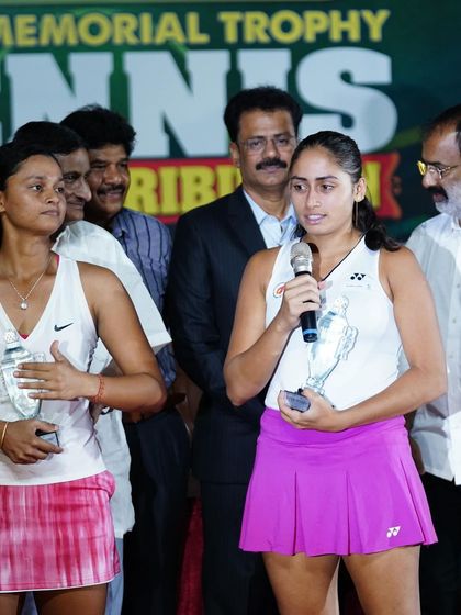 Akanksha giving her victory speech, a moment that encapsulates the culmination of her efforts and the support from her team.