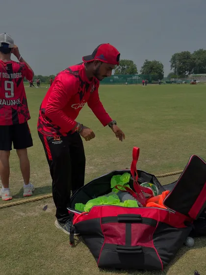 Setting up my equipment bag on the field. Being prepared is the first step to a successful training session.
