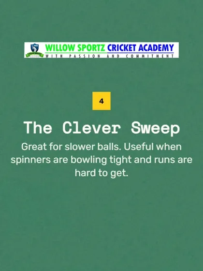 The clever sweep shot is a great option against slower balls, especially when spinners are bowling tight.