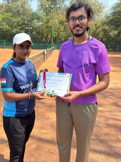 Another happy participant from our Amateur Tournament. We believe in creating opportunities for every player to experience competitive tennis and track their improvement.