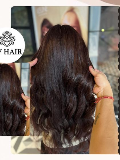 This hair’s got more attitude than your ex. A collage showing off a beautiful, rich brown color.
