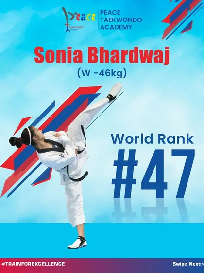 Sonia Bhardwaj, World Rank #47. Her grit and fighting spirit have earned her a place in the world's top 50 in the competitive W-46kg category.