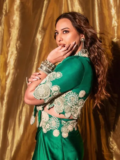 As part of the styling team for the 'Heeramandi' promotions, I helped create this look for Sonakshi Sinha. We chose a stunning green Anamika Khanna ensemble that blended traditional embroidery with a modern silhouette, fitting the series' grand aesthetic.