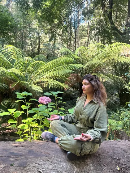 Another moment of meditation, connecting with the calm, grounding energy of the forest. Finding a beautiful spot like this to just be present is a practice in itself.