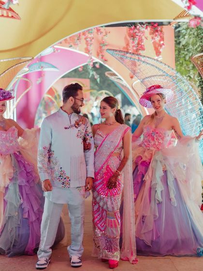 The couple's grand entrance at their carnival event.