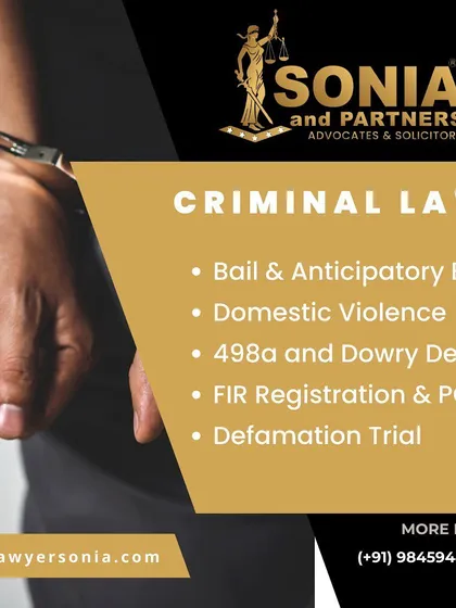 Facing a criminal charge can be overwhelming. I provide comprehensive defense services, starting from securing anticipatory bail to prevent arrest, defending against domestic violence and dowry allegations (498a), and managing the entire process from FIR registration to trial. My goal is to protect your rights at every stage.