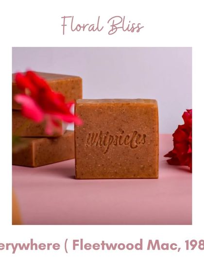 Our Floral Bliss soap, paired with the Fleetwood Mac song "Everywhere." We love matching our soaps to songs that capture their personality.