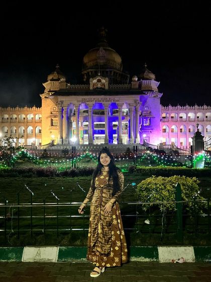 The majestic Vidhana Soudha at night. Being based in both Jodhpur and Bengaluru allows me to draw from a rich blend of cultural inspirations.