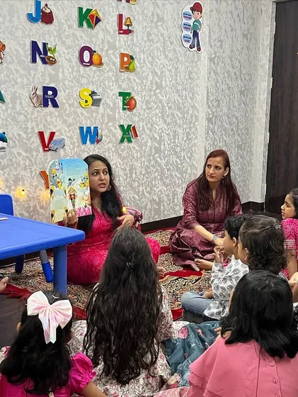 Snippets from our Navratri workshop at DLF Capital Greens. The kids are engaged in a fun art activity, creating beautiful depictions of Maa Durga.