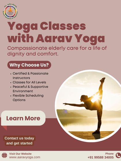 This ad highlights the core reasons to choose us: certified instructors, classes for all levels, a supportive environment, and flexible scheduling, all set against an inspiring yoga pose.