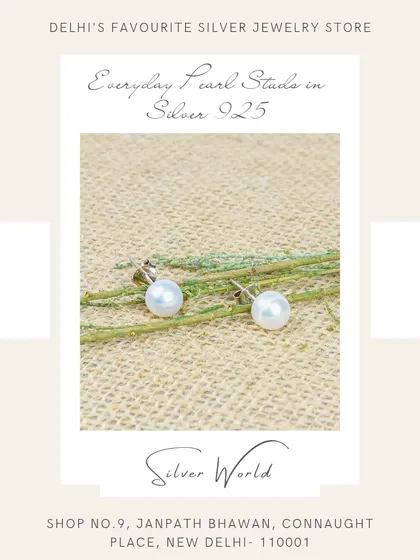 Simple and elegant, these everyday pearl studs are set in pure 92.5 silver. They are a timeless accessory for any age and style.