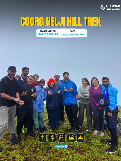 A happy group on the Coorg Nelji Hill trek, another beautiful trail in the region.