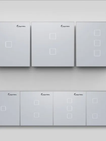 I offer a full range of smart switches to match any home's needs. This collection shows various configurations, from single to multi-gang panels, all with a clean, modern aesthetic.