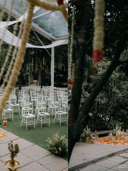 I have had the honor of hosting many beautiful South Indian weddings. The lush greenery and traditional decor elements, like floral arrangements and brass lamps, create an authentic and sacred atmosphere for the ceremony.