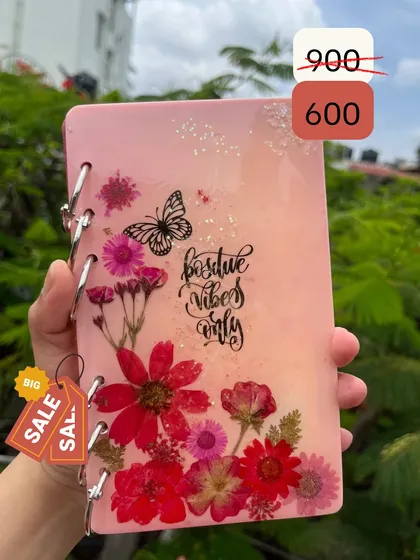 "Positive Vibes Only." This vibrant pink floral diary is on sale. All my stationery is being cleared out as I move my studio.