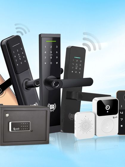 From keyless convenience to cutting-edge technology, our smart digital locks are designed to make every home smarter and safer. This image displays a variety of our products, including door locks, safes, and wardrobe locks.