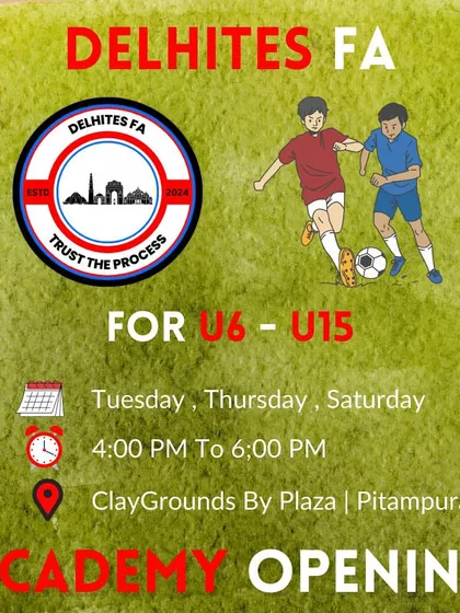 Here is all the information you need to get started. We have batches for kids from Under-6 to Under-15, training three days a week at the all-weather turf in Clayground, Pitampura. Come join our football community.