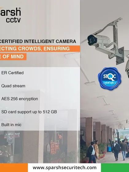 My STQC-certified intelligent cameras protect crowded places and ensure peace of mind. With advanced features like AES 256 encryption and a built-in mic, you can monitor everything securely and reliably.