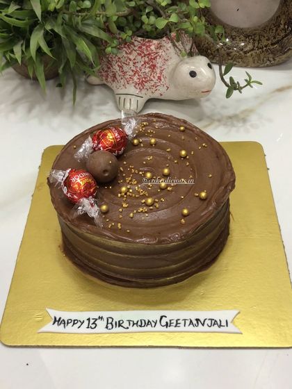 Another shot of the indulgent Lindt chocolate birthday cake.