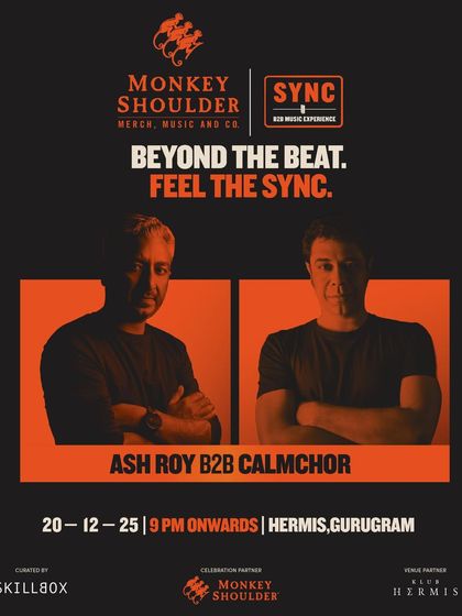 A poster for the Ash Roy B2B Calm Chor SYNC event in Gurugram. This is part of a large, consistent campaign for the multi-city SYNC tour.