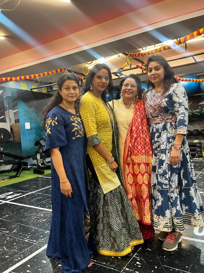 Posing for a photo during our Garba Night. Everyone brought so much joy and enthusiasm to the celebration.