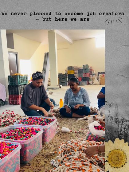 We never planned to become job creators, but here we are. This image shows our team sorting through colorful beads, a small part of the big mission we are on. Every hand that helps adds meaning to our journey.