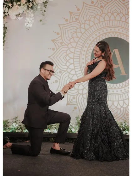 Being part of moments like these is the best part of my job. For Isha's engagement, we created a timeless, glamorous look with a defined eye that photographed beautifully for this picture perfect proposal.